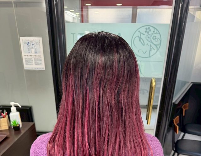 バレイヤージュ　デザインカラー　本厚木　白髪ぼかし　